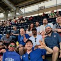 Group shot of DC alumni at Nationals Park.